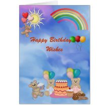 Bear Cupcake Birthday Greeting Card