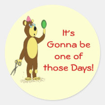 bear hair day round stickers