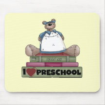 Bear I Love Preschool Tshirts and Gifts Mouse Pads