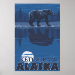 Bear in Moonlight - Ketchikan, Alaska Poster