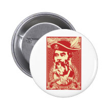 Bearded Saddam Hussein Portrait Button