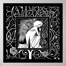 Beardsley Nouveau Angel Poster Print