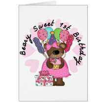 Beary Sweet 1st Birthday Tshirts and Gifts Greeting Card