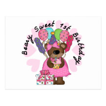 Beary Sweet 1st Birthday Tshirts and Gifts Post Card