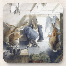 Beatrix Potter Christmas Rabbits Cork Coaster Set