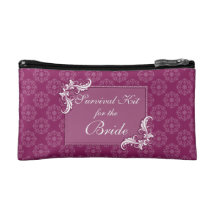 Beaujolais Damask and Floral Frame Survival Kit Cosmetic Bags