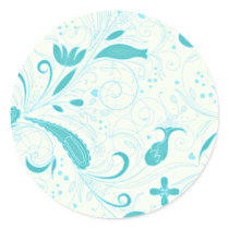 Beautiful aqua blue floral wedding gift stickers