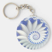 Beautiful Blue & White Sea Shell Abstract Art Keychains