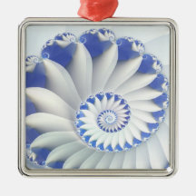 Beautiful Blue & White Sea Shell Abstract Art Christmas Ornaments