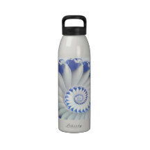 Beautiful Blue & White Sea Shell Abstract Art Drinking Bottle