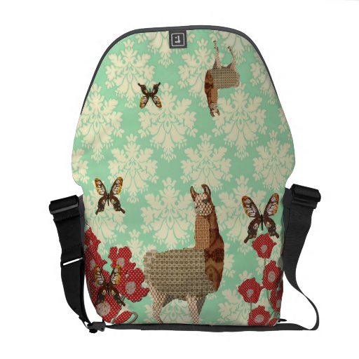 Beautiful Bronze Llama & Golddust Butterflies Mess Messenger Bags