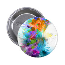Beautiful colourful and cool splatter music note pinback buttons