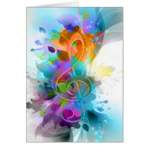 Beautiful colourful and cool splatter music note cards