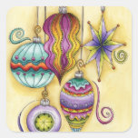 Beautiful Colourful Christmas Ornaments Hanging Square Stickers