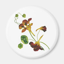 Beautiful Colourful Embroidered Nasturtiums Magnet