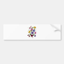 Beautiful, Colourful, Embroidered Sweet Peas Bumper Stickers