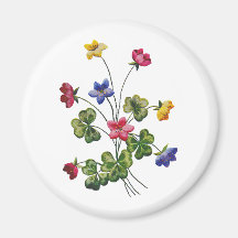 Beautiful Colourful Embroidered Wood Sorrel Magnet