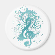 Beautiful cool music notes with splatter swirls magnet