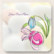 Beautiful Easter Egg, Ribbon & Flower Cork Coaster