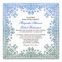 beautiful elegant blue frame wedding invites