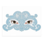 Beautiful eyes surrounded by a mask like pattern post card