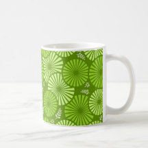 Beautiful, green retro floral mug