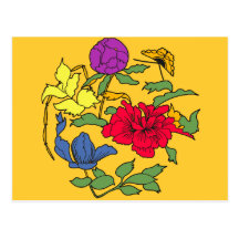 Beautiful Japanese Flower Art Post Cards
