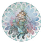 Beautiful Mother and Baby Mermaid Plate