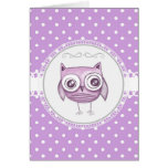Beautiful Owl with Pastel Polka Dots Lavender Greeting Cards