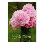 Beautiful Peony Bouquet "Frohe Ostern" Card cards