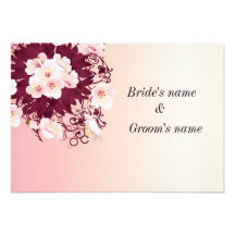 beautiful pink floral wedding invitation card