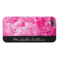 Beautiful pink peony personalized name iphone cases