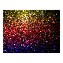 Beautiful rainbow yellow red purple sparkles postcard