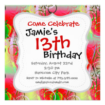 Beautiful Red Green Yellow Spring Floral Vines Personalized Invite