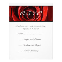 Beautiful Red Rose Wedding RSVP Personalised Announcement