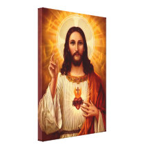 Beautiful religious Sacred Heart of Jesus image Stretched Canvas Print