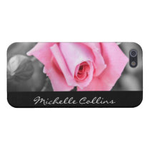 Beautiful romantic pink rose personalized name iphone cases