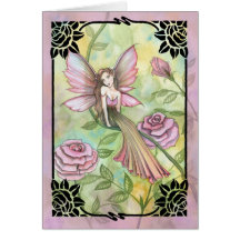 Beautiful Rose Fairy Blank Greeting Card