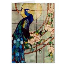 Beautiful Stained Glass Peacock Greeting Cards