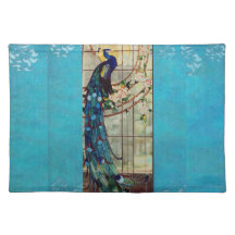 Beautiful Stained Glass Peacock Place Mats
