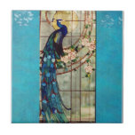 Beautiful Stained Glass Peacock Tile