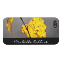 Beautiful sun kissed autumn leaf personalized name iphone cases