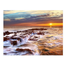 Beautiful Sunset Beach Ocean Waves Postcards