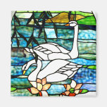 Beautiful Swans Stained Glass Art Magnet