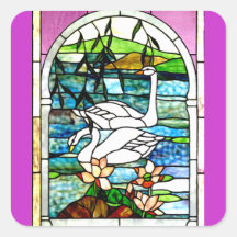 Beautiful Swans Stained Glass Art Stickers