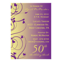 Beautiful Swirls 50th Birthday Invitation