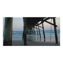 Beautiful "Under the Pier" Beach Scene Custom Photo Card