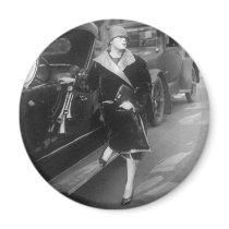 Beautiful woman and cars, 1920s fridge magnets
