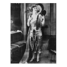 Beautiful Woman Flapper Dress 1920s Postcards