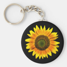 Beautiful yellow sunflower on black keychain